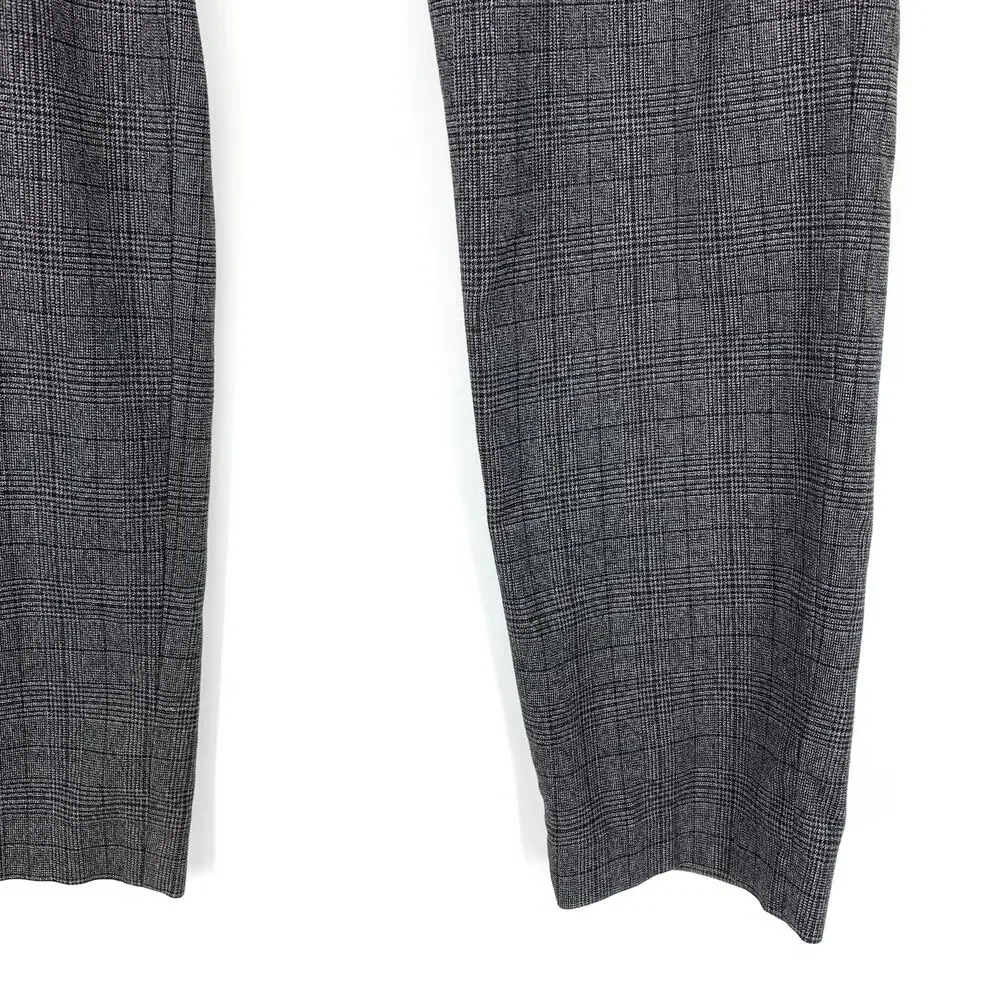 Banana Republic Slim Fit Trouser Pants Mens Size 33R Gray Black Plaid Drawstring